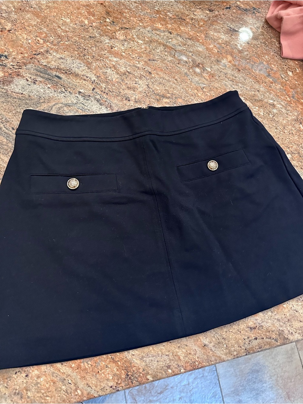 Black Mini Skirt with Gold Button Pocket Details